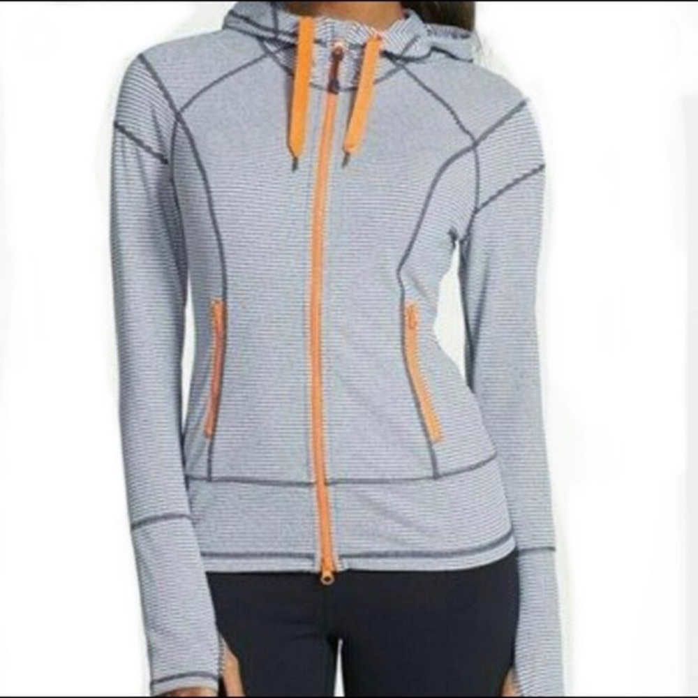 Zella Striped Double Zip Hoodie